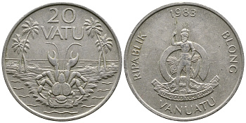 Вануату 20 вату 1983 серия FAO, краб КМ 7 медно-никель 4384-1033