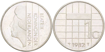 Нидерланды 1 гульден 1982 Беатрикс (1980-2013) KM 205 никель 213-1257