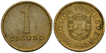 Португалия 1 эскудо 1983 KM 614 никель латунь 4136-736