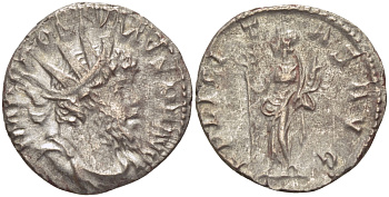 Римская Империя (императоры в Галлии) антониниан 260 - 269 Постум. IMP C POSTVMVS P F AVG / FELICITAS AVG, Фелицитата с кадуцием и рогом Изобилия, Колония Агриппины, Good Very fine RIC 58 биллон 1073-13-12