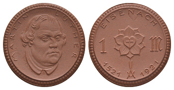 Айзенах 1 марка 1921 Men05 6273, Men18 7887 фарфор 25-526