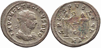 Римская Империя аврелианиан 275 Тацит SPES PVBLICA Кизик Good Very fine RIC 208 бронза, серебрение 1073-16-56