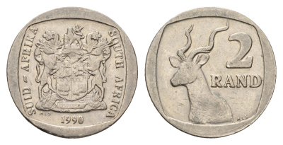 ЮАР 2 ранда 1990 KM 139 медь плакированная никелем 4114-711