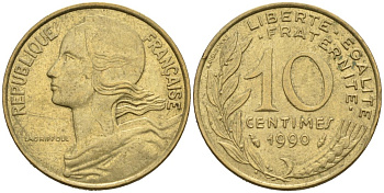 ФРАНЦИЯ 10 САНТИМОВ 1990 ТИП MORLON КМ 929, LE FRANC 144.30 медь алюминий никель 4564-1259