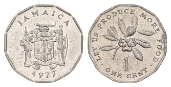 Ямайка 1 цент 1977 KM 64 алюминий aUNC 4649-1047