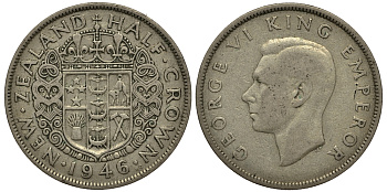 Новая Зеландия 1/2 кроны 1946 Георг VI (1936-1952) KM 11 серебро 272-1114