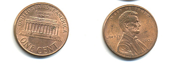 США 1 ЦЕНТ 2002 ЛИНКОЛЬН KM 201b цинк плакированный медью UNC 179-538