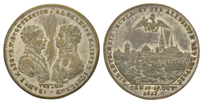 Россия медаль в память битвы при Лейпциге, 6-7/18–19 октября 1813 1813 Нюрнберг, медальер И.Т. Штеттнер, диаметр 33, вес 11,3 гр Дьяков 368.2 R1 серебро 1516-1025