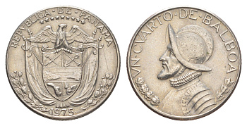 Панама 1/4 бальбоа (25 сентесимо) 1975 KM 11.2a медь плакированная медно-никелем aUNC 4642-646