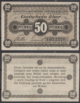 Мерзебург 50 пфеннигов 1917 Tieste 4505.05.05 бумага UNC (пресс) 8612-1-2-2