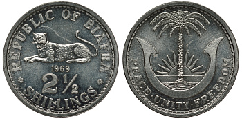 Биафра 2 1/2 шиллинга 1969 независимая республика KM 3 алюминий UNC 11-264-64