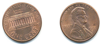 США 1 ЦЕНТ 1997 D ЛИНКОЛЬН KM 201b цинк плакированный медью UNC 179-462