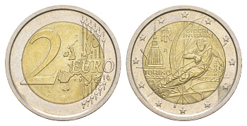 Италия 2 евро 2006 XX зимние Олимпийские Игры, Турин 2006 KM 246 биметалл UNC 4629-453