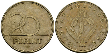 Венгрия 20 форинтов 1993 венгерский ирис KM 696 никель латунь 4120-315