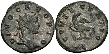 Римская Империя аврелианиан 284 Кар CONSECRATIO (посмертная чеканка) Лугдун Good Very fine RIC 29 бронза, серебрение 1073-2-6-4