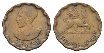 Эфиопия 25 сантимов 1944 EE 1936, Хайле Селассие I, второе правление (1930-1936), год-тип KM 36 медь 4666-442