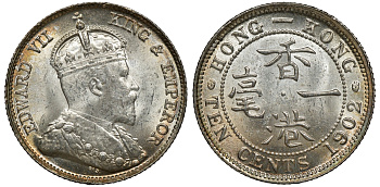Гонконг 10 центов 1902 Эдуард VII (1901-1910) KM 13 серебро UNC 91-733