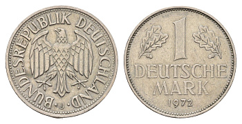 ФРГ 1 марка 1972 J KM 110, J. 385 медно-никель 4678-911