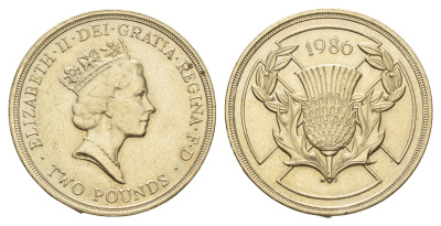 Великобритания 2 фунта 1986 Елизавета II (1952-2022), XIII Игры Британского Содружества KM 947, Spink 4311 (K1) никель латунь UNC 56-225