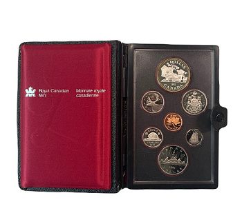 Канада набор из 7 монет (1, 5, 10, 25 и 50 центов; 1 доллар) 1981 100 лет Трансконтинентальной железной дороге, в оригинальной упаковке, с сертификатом подлинности KM 127, 60.2, 77, 74, 75.3, 120.1 и 130 PROOF 8-1-03-10