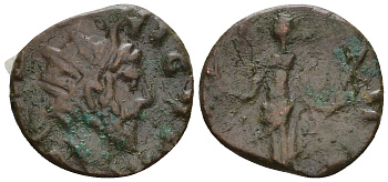 Римская Империя, императоры в Галлии антониниан 272 Тетрик, IMP C TETRICVS P F AVG, бюст императора / PAX AVG, Пация, персонификация Мира, локальная чеканка в Галлии RIC 100 биллон 1073-25-102