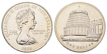 Новая Зеландия 1 доллар 1978 25 лет коронации Елизаветы II KM 47 медно-никель BU 4537-824