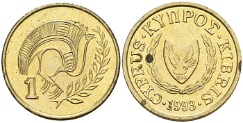 Кипр 1 цент 1993 KM 53.3 никель латунь 4174-1147