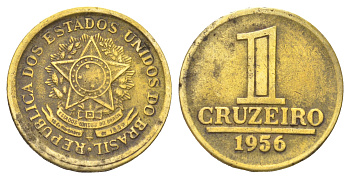 Бразилия 1 крузейро 1956 KM 567 алюминиевая бронза 4668-1066
