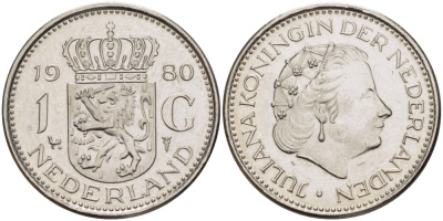 Нидерланды 1 гульден 1980 Юлиана (1948-1980) KM 184а никель 67-621