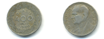 БРАЗИЛИЯ 400 РЕЙС 1940 ЖЕТУЛИУ ВАРГАС KM 547 медно-никель 89-1344