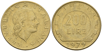 Италия 200 лир 1979 R, шестерня KM 105 алюминиевая бронза 85-427