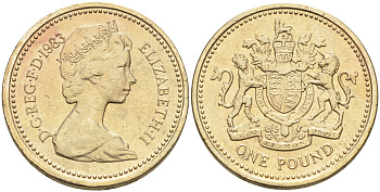 Великобритания 1 фунт 1983 Елизавета II (1952-2022) KM 933, Spink 4221 никель латунь 4589-1012