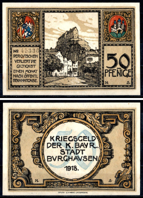 Бургхаузен 50 пфеннигов 1918 Mehl Grabowski B105.3 бумага UNC (пресс) 7555-41-3-2