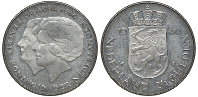 Нидерланды 2 1/2 гульдена 1980 коронация Беатрикс, 30 апреля 1980 KM 201 никель 72-1422