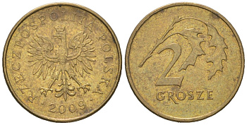Польша 2 гроша 2009 MW Y 277 марганец латунь aUNC 4618-256