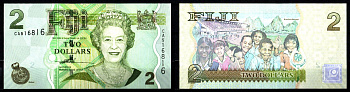 Фиджи 2 доллара 2007 Pick 109 a бумага UNC (пресс) 8608-1-2-1