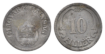 Венгрия 10 филлеров 1942 BP KM 507a железо 4664-961