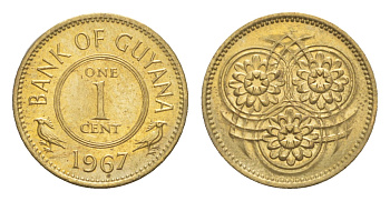 Гайана 1 цент 1967 Республика KM 31 никель латунь UNC 4659-514