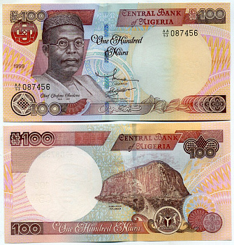 Нигерия 100 найра 1999 Обафеми Аволово, гора Зума Рок Pick 28 а бумага UNC (пресс) 448-122-3