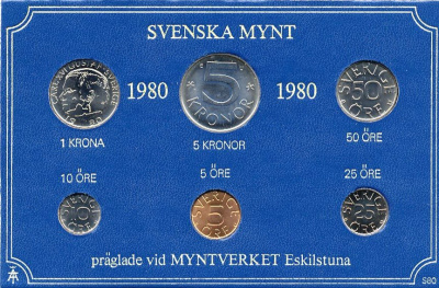 ШВЕЦИЯ НАБОР ИЗ 6 МОНЕТ 1980 04-062-234