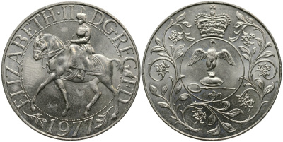 Великобритания 25 пенсов 1977 25 лет со дня коронации Елизаветы, Елизавета II (1952-2022) KM 894, Spink 4136 медно-никель UNC 4368-835