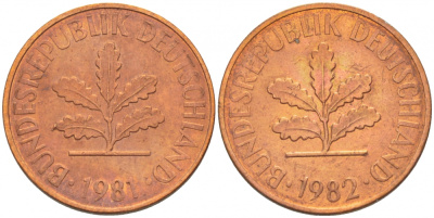 ФРГ 2 ПФЕННИГА 1981 J KM 106a, J.381a сталь плакированная сталь плакированная медьюю 4396-1613