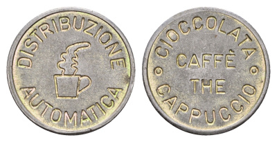 Италия жетон для выдачи напитков - кофе диаметр 22 мм, вес 5,1 гр нержавеющая сталь 4669-245