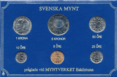 Швеция набор монетного двора из 6 монет 1981 в картоне, Карл XVI Густав (1973- ) KM MS19 UNC 7-5-7-236