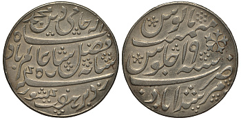 Индия, Бенгалия  1 рупия 1777-1793 год 19, Муршидабад, без даты, диаметр 27 мм., гурт шнуровидный KM 86 серебро    4044-712