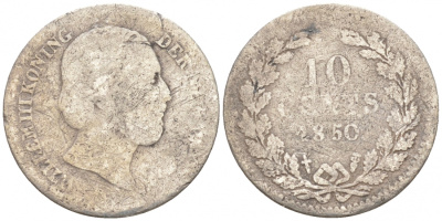 Нидерланды 10 центов 1850 Виллем III (1849-1890) KM 80 серебро 44-1025
