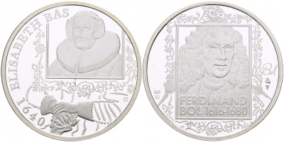 НИДЕРЛАНДЫ МЕДАЛЬ ФЕРДИНАНД БОЛЬ (1616-1680), ПОРТРЕТ ЭЛИЗАБЕТ БАС 1640 ГОД, ДИАМЕТР 30 мм., ВЕС 9,42 гр. медно-никель 1087-2-55