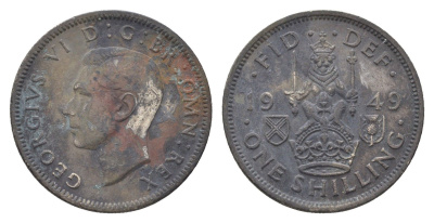 Великобритания 1 шиллинг 1949 Георг VI (1936-1952), Шотландский герб KM 877, Spink 4109 медно-никель 4663-153