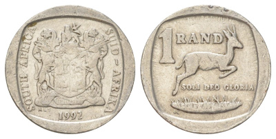 ЮАР 1 ранд 1992 KM 138 медь плакированная никелем 4627-248