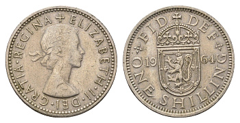 Великобритания 1 шиллинг 1964 Елизавета II (1952-2022), Шотландский герб KM 905, Spink 4148 медно-никель 4695-824